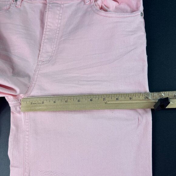 Risen Jeans Women's 32x31* High Rise Wide Leg Pink Stretch Raw Hem Denim Tag 30 - Picture 14 of 16